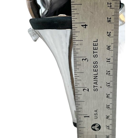 Reed Krakoff Black Mesh & Silver Leather Heels W/ Feathers Size 6.5 EU Size 37.5 - Picture 12 of 15